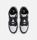 Air Jordan 1 Mid Grade School Lifestyle Shoe - White/Light Smoke Grey/Black