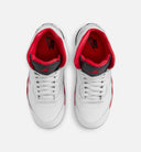 Air Jordan 5 Retro Fire Red Preschool Lifestyle Shoe - White/Fire Red/Black